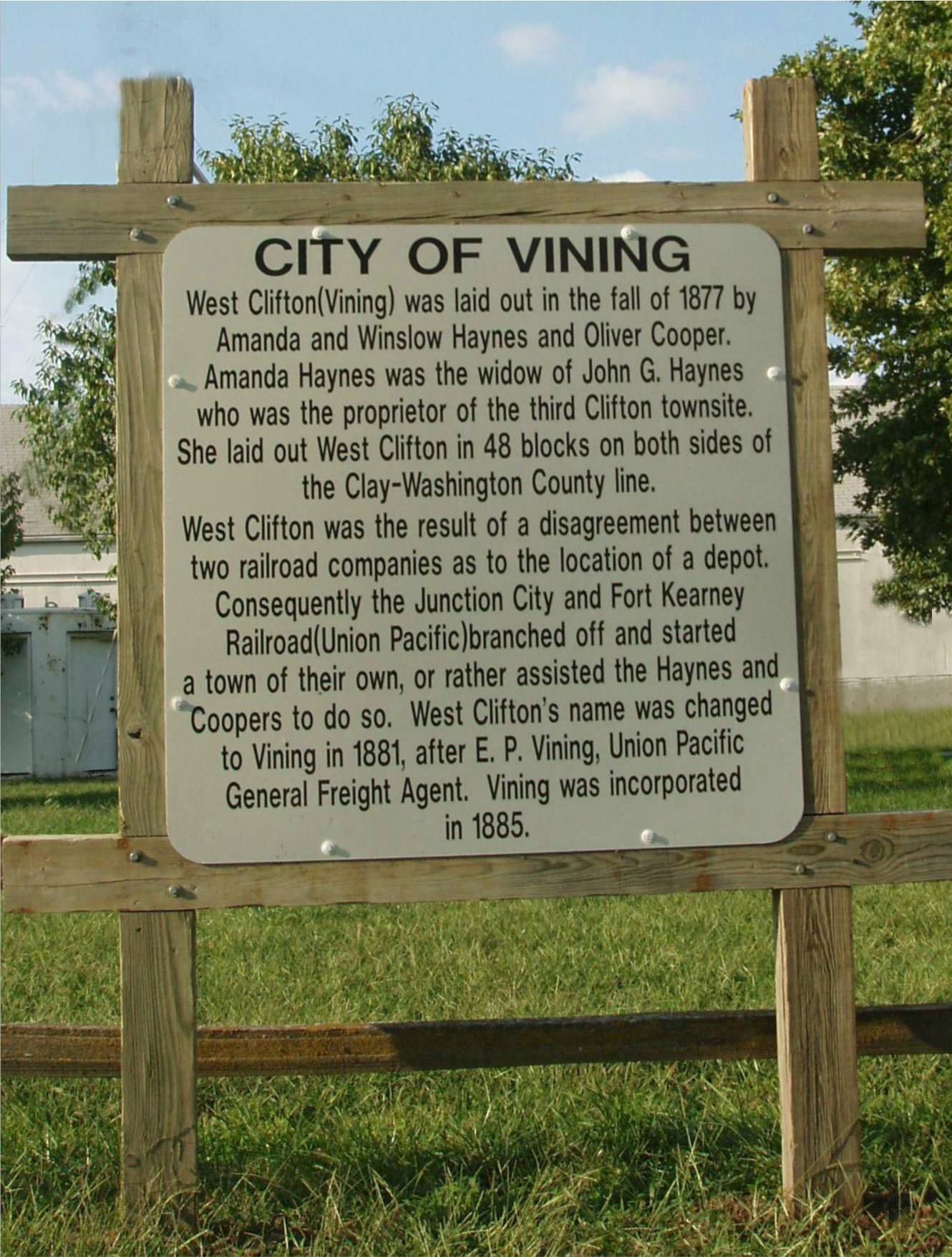 City of Vining Sign