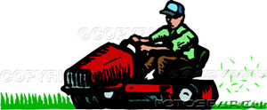 Clip Art - Man Mowing Lawn